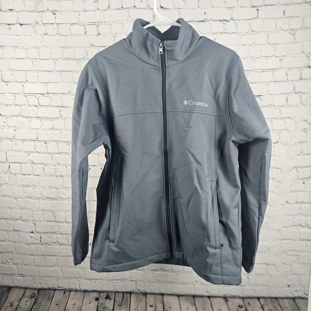 Columbia Mens Ascender Softshell Jacket Grey Fleece Lined Full Zip XM2159 Size M